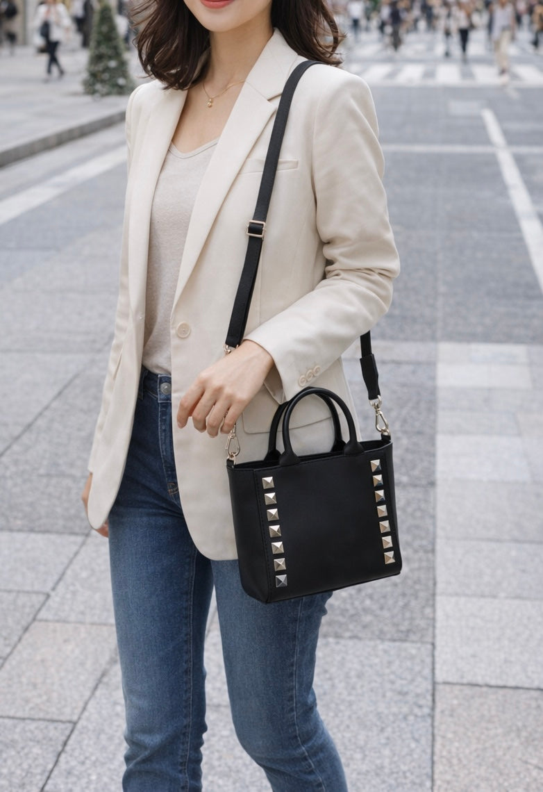 Pyramid Studs “2WAY Square Tote【LB023-6】